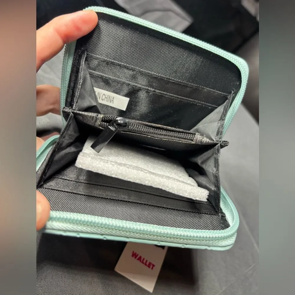 New Teal Quilted Chevron Zip-Around Wallet with Gold Hardware NWT